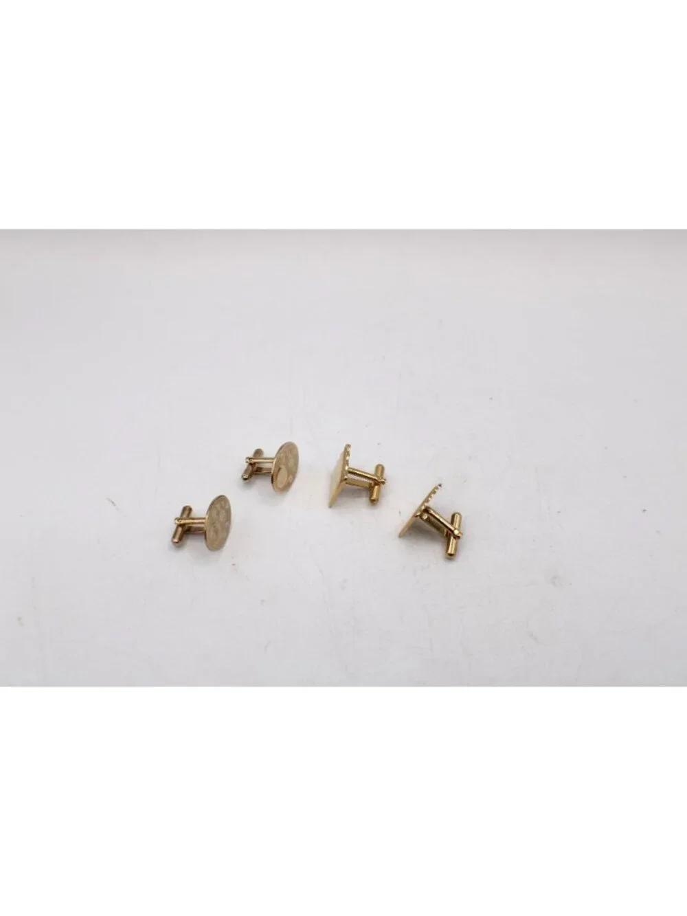 Gold-Tone Cufflinks Set Floral Oval & Square Designs Classic Mens Accessory Vtg